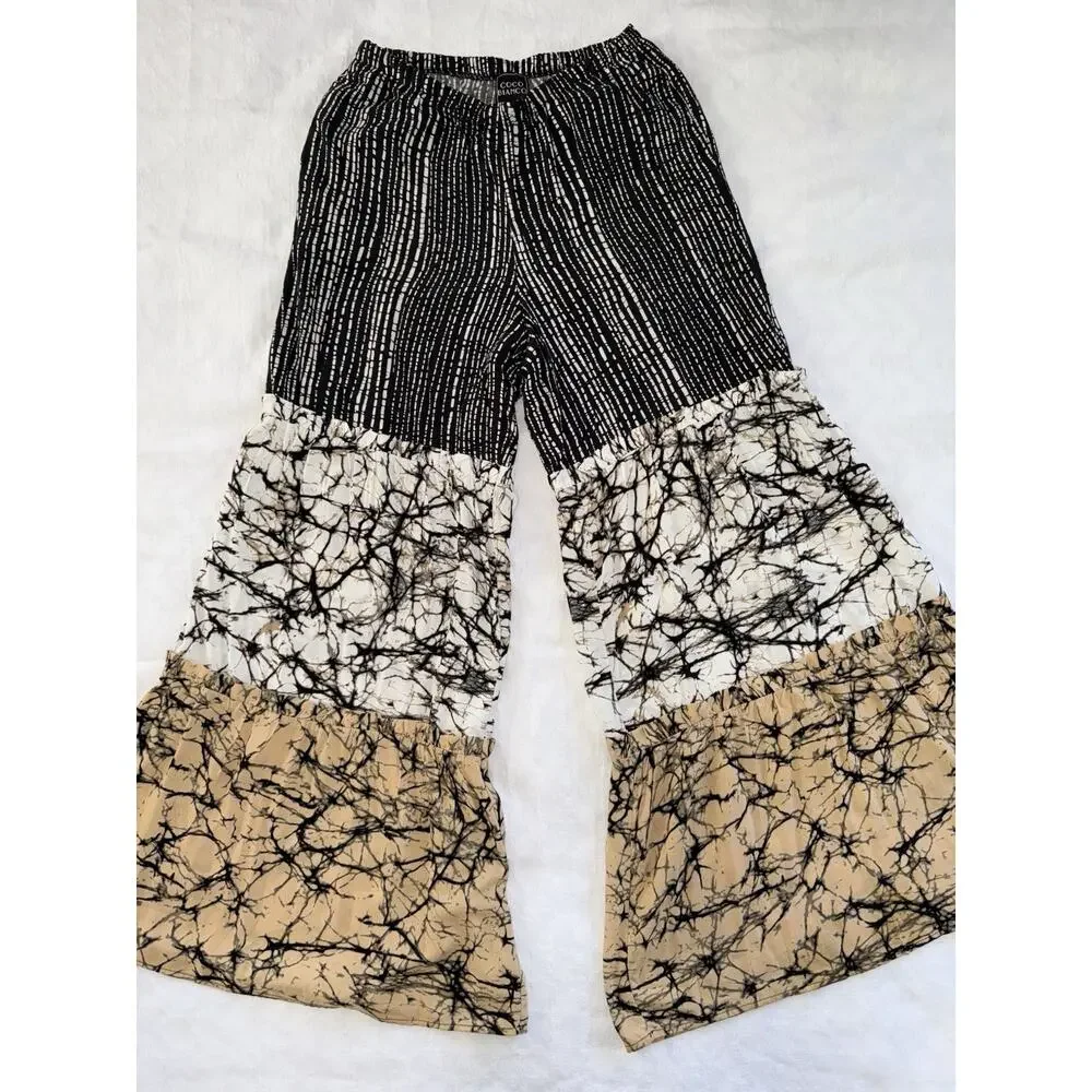 Coco Bianca Tiered Palazzo Pants Tropical Comfortable Bohemian Cottagecore Sz S - Picture 4 of 15